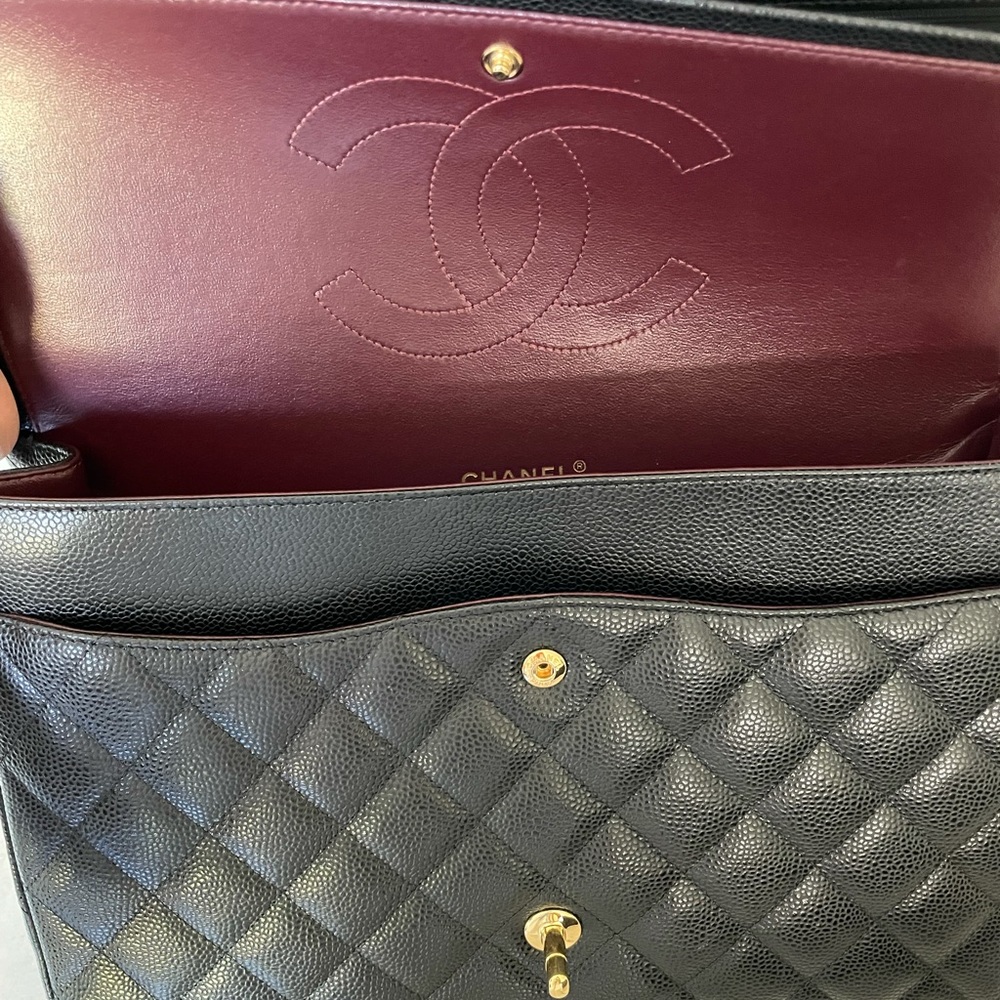 Chanel classic flap maxi bag caviar black w/gold - Picture 6 of 11